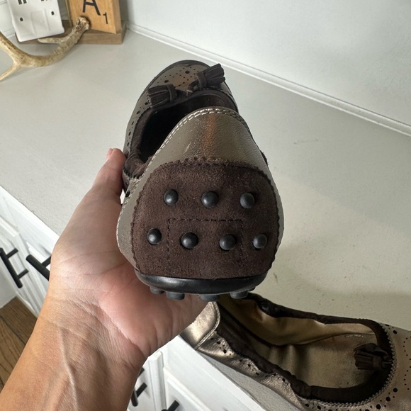 Tod’s Women’s Size 39 (US 8.5–9) Bronze & Brown Leather Suede Ballet Loafers - Picture 7 of 7